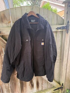 Carhartt Men’s Black Duck Work Jacket with Corduroy Collar